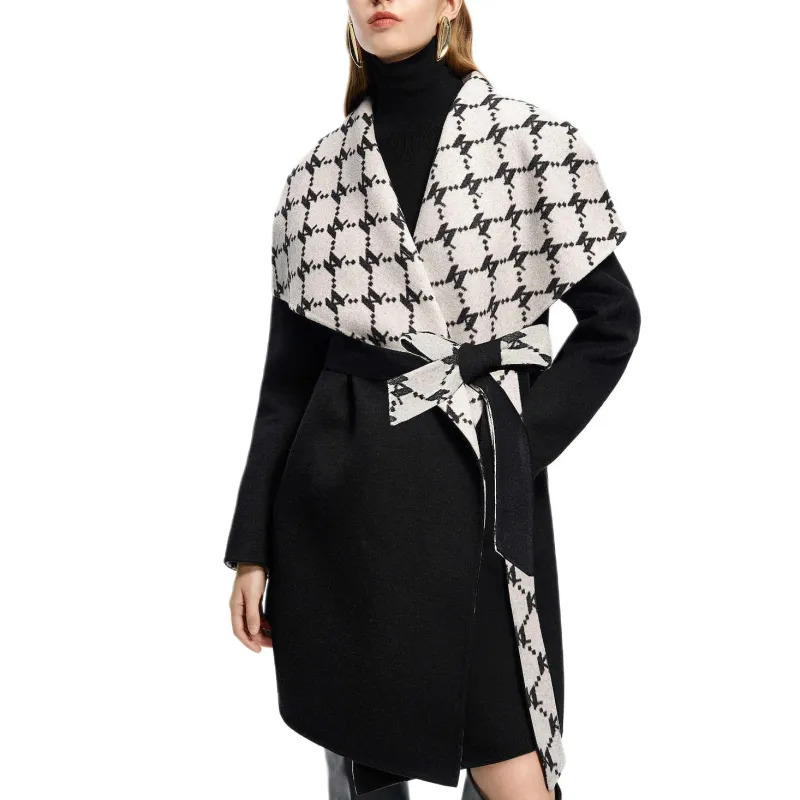 KARL LAGERFELD FW24 Coats Women's Black White-1