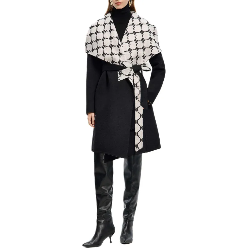 KARL LAGERFELD FW24 Coats Women's Black White-2