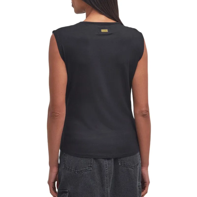 BARBOUR Solid Color Button Crew Neck Pullover Sleeveless T-Shirt Women's Black-3