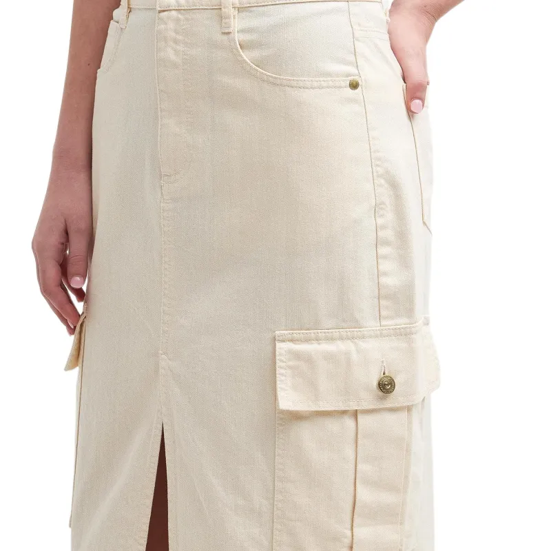 BARBOUR FW24 Denim Long Skirts Women's Beige-4