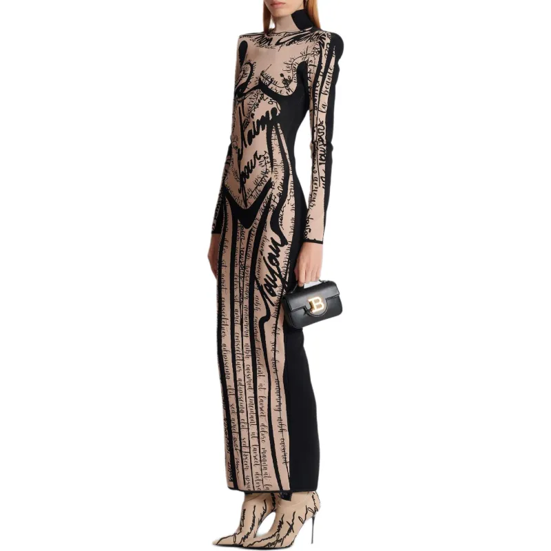 BALMAIN Logo embroidered Maxi Dress-1