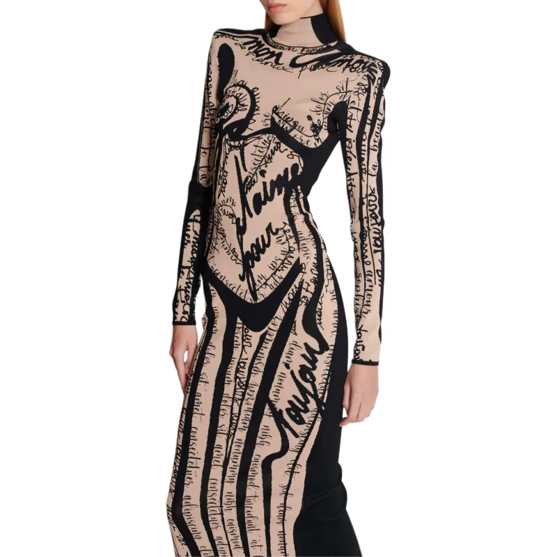 BALMAIN Logo embroidered Maxi Dress-5