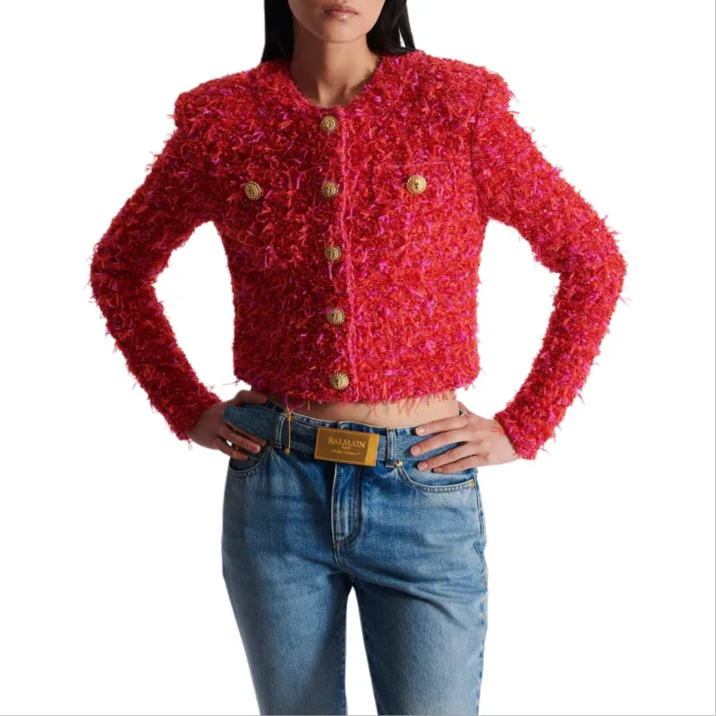 BALMAIN Cropped Tweed Jacket-5