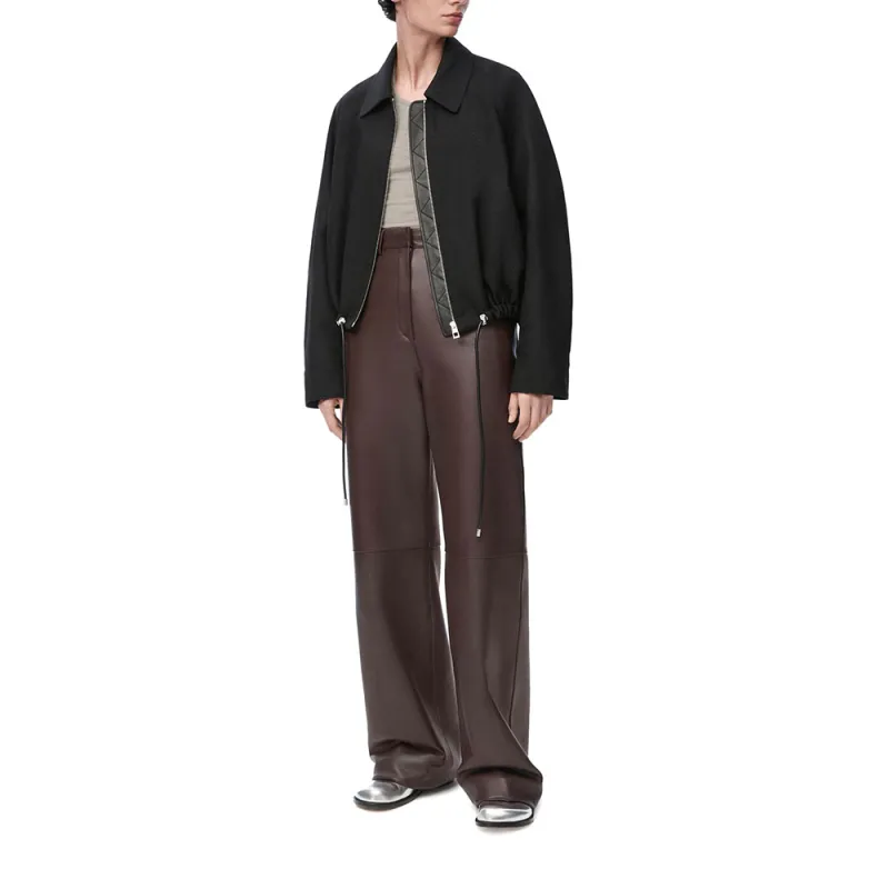LOEWE Leather Straight Leg Trousers-3