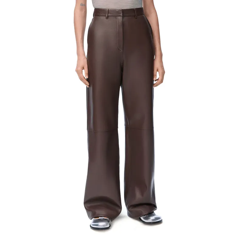 LOEWE Leather Straight Leg Trousers-1