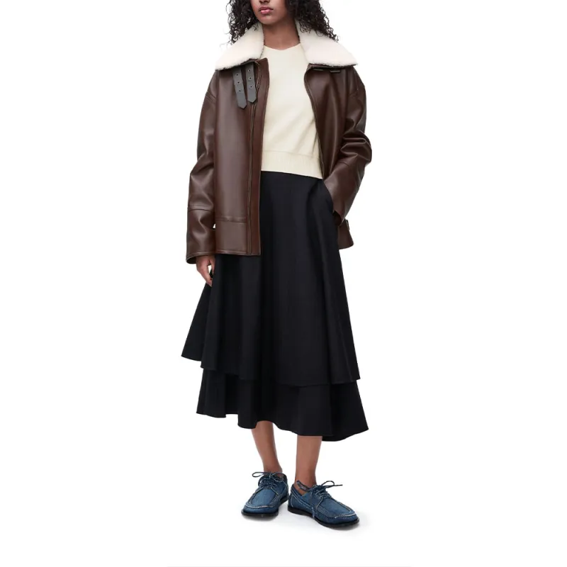LOEWE FW24 Leather Jacket Women's Chocolate Brown-1