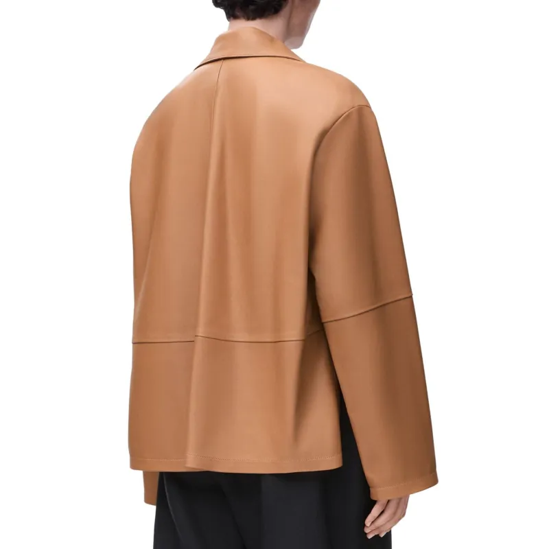 LOEWE FW24 Leather Jacket Women's Toffee Color-3