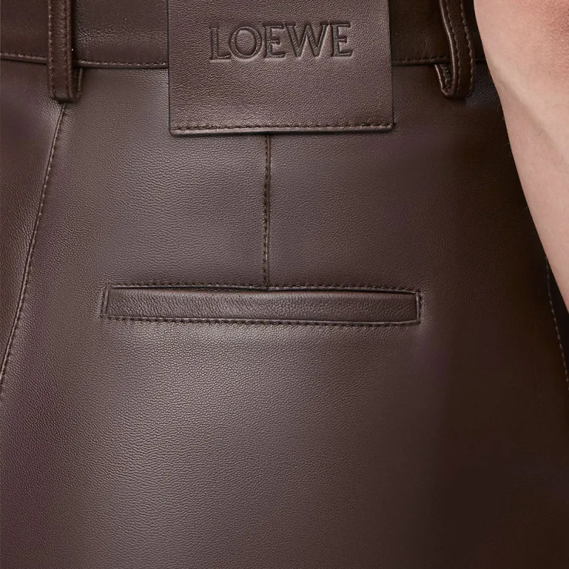 LOEWE Leather Straight Leg Trousers-4
