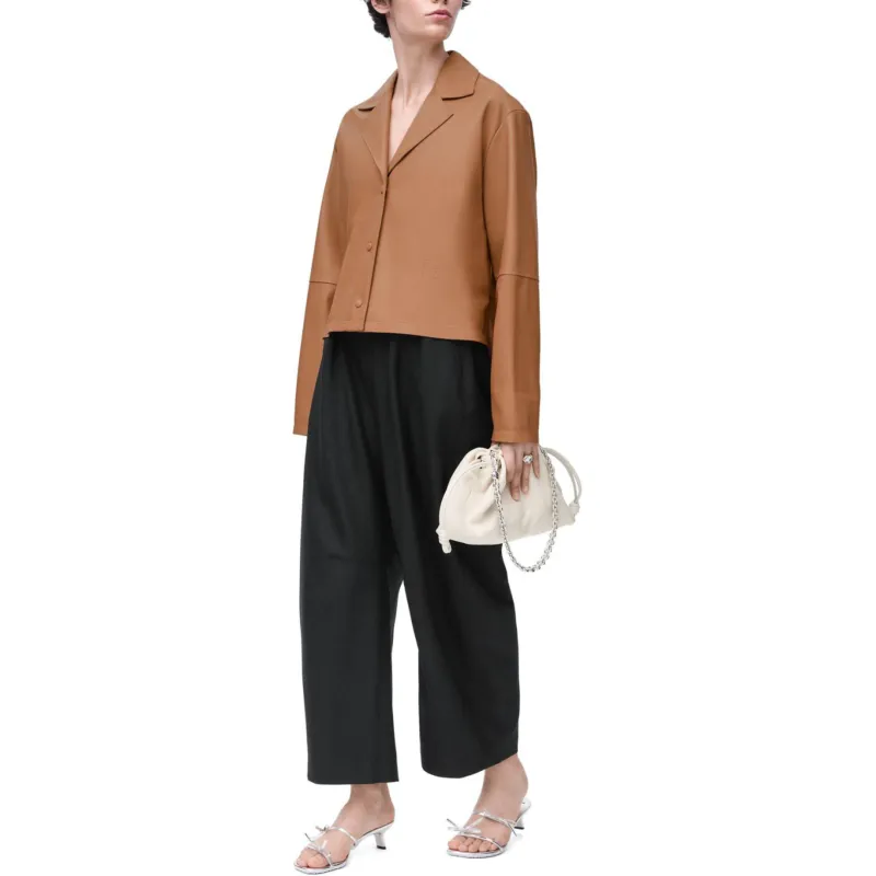 LOEWE FW24 Leather Jacket Women's Toffee Color-1