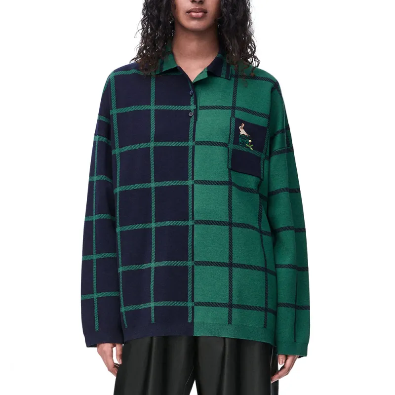 LOEWE Polo Sweater 'Navy Blue/Green'-2