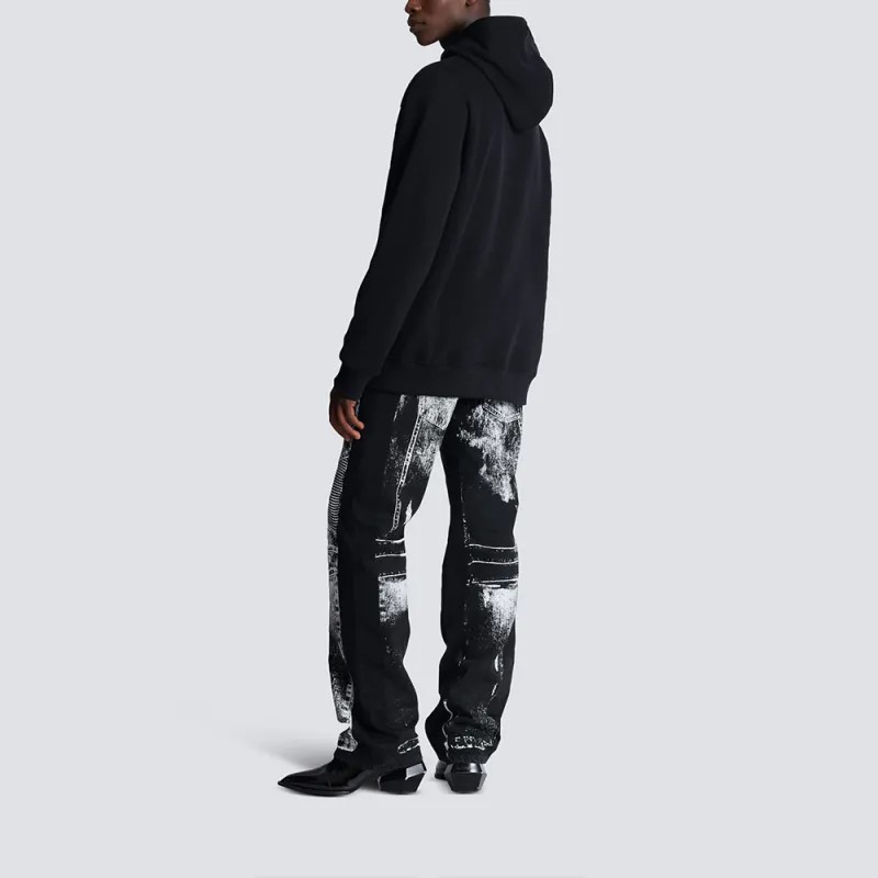 BALMAIN Flocked Logo Drawstring Hoodie-5