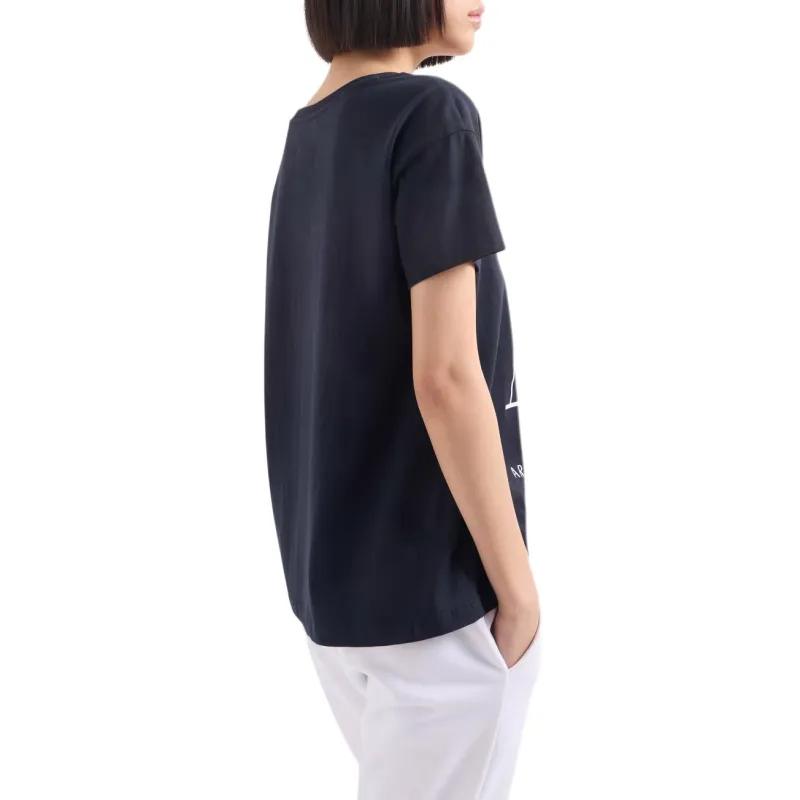 ARMANI EXCHANGEAE Logo Letter Crew Neck Pullover Short-Sleeved T-Shirt Women's Marine Blue-3