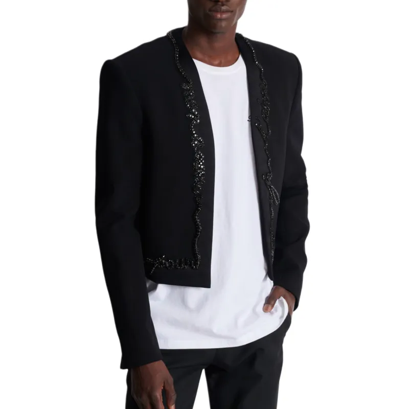 BALMAIN Cropped Crepe Blazer-5