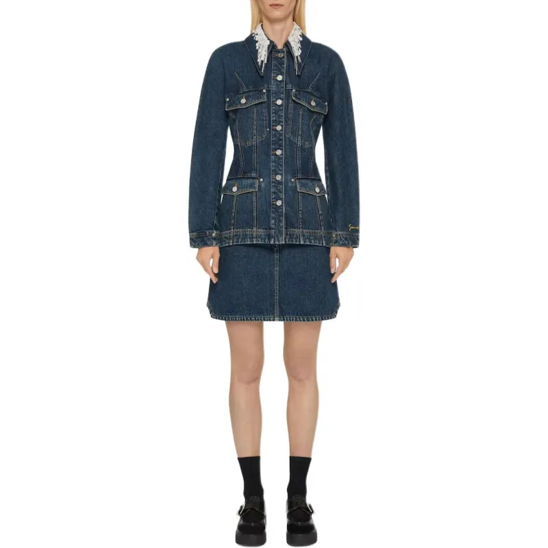 Givenchy Crystals And Pearls Denim Jacket 'Medium Blue'-1