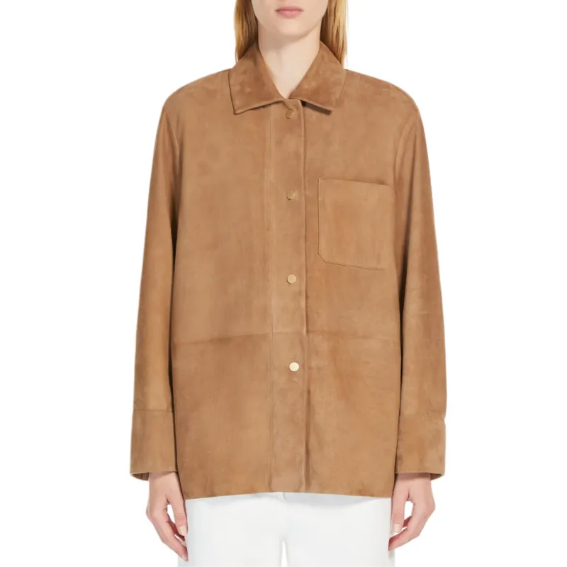 'S MAX MARA Leather Jacket Women's Khaki-1
