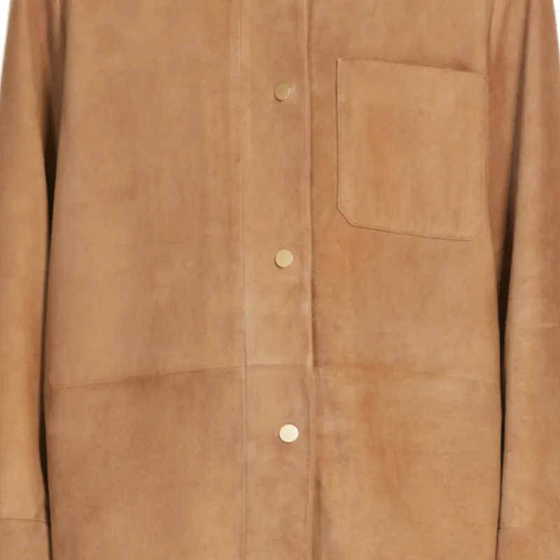 'S MAX MARA Leather Jacket Women's Khaki-4