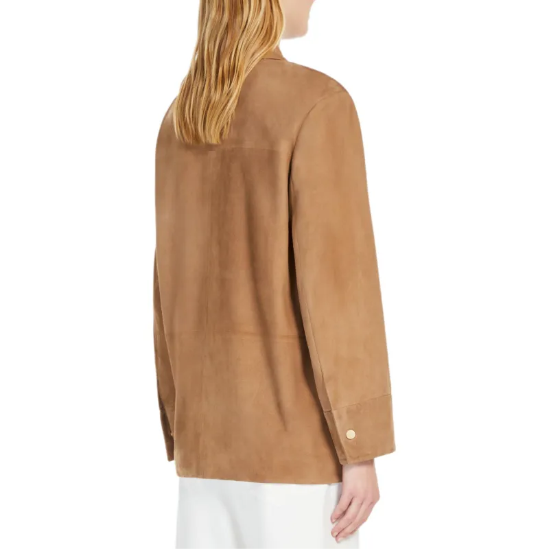 'S MAX MARA Leather Jacket Women's Khaki-3