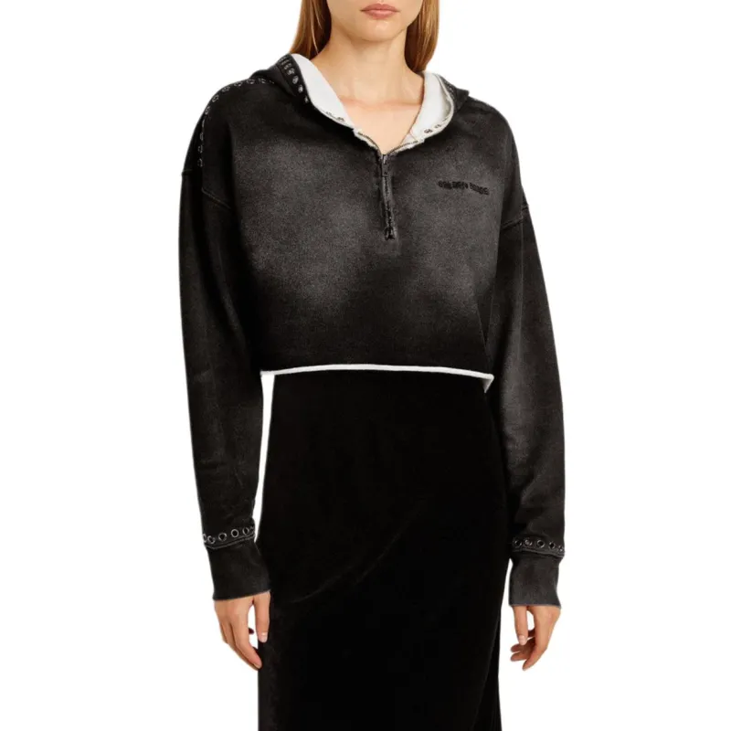 Golden Goose Eyelets Detailed Cropped Zip Up Hoodie-2