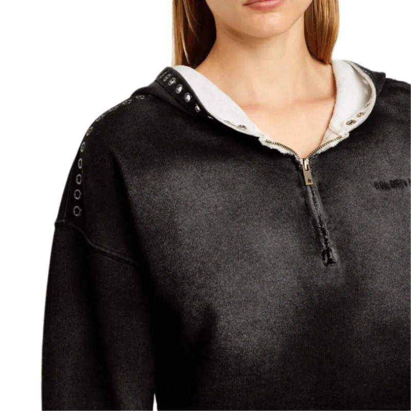 Golden Goose Eyelets Detailed Cropped Zip Up Hoodie-4