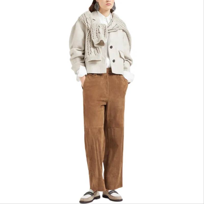 Brunello Cucinelli Leather Chino Trousers-2