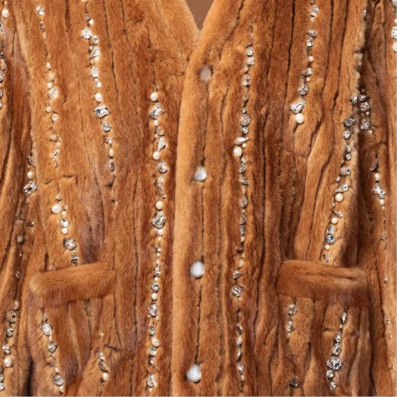 LOUIS VUITTON Made To Order Embellished Mink Cardigan-3
