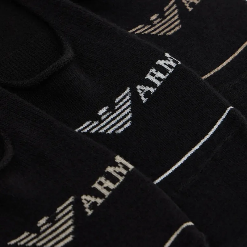 EMPORIO ARMANI FW24 No Show Socks Men's 3 Pack Black-1