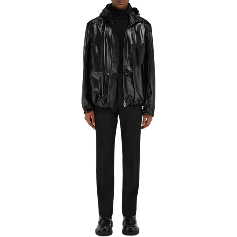 FERRAGAMO Leather Jacket Men's Black-1