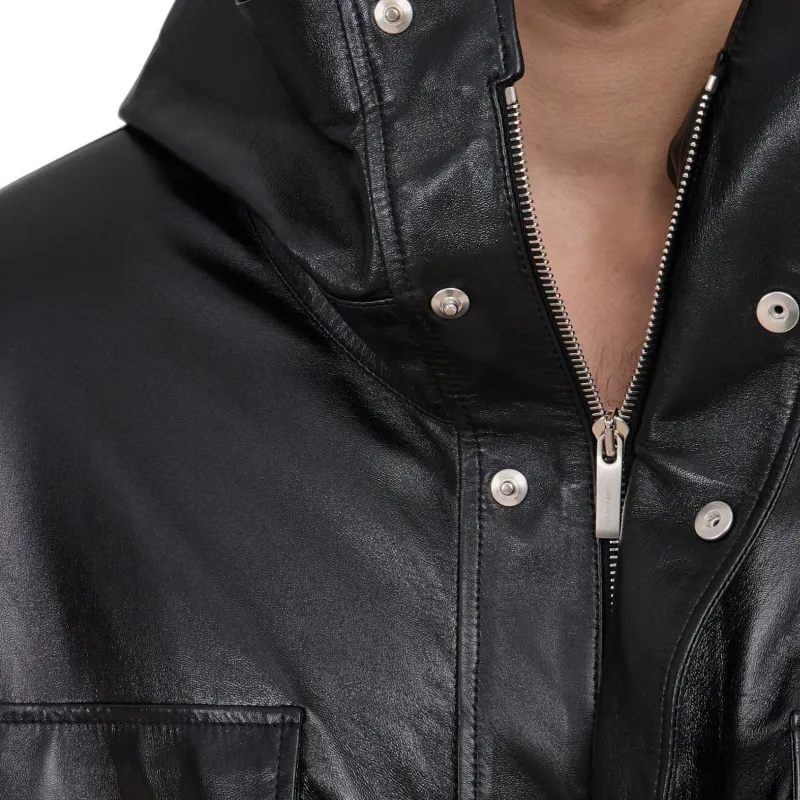 FERRAGAMO Leather Jacket Men's Black-5