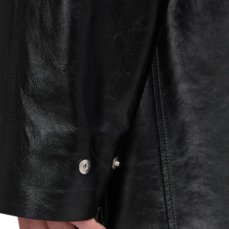 FERRAGAMO Leather Jacket Men's Black-4