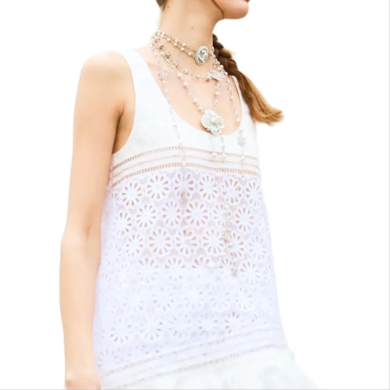 CHANEL 25C Tank Tops Women's White-2