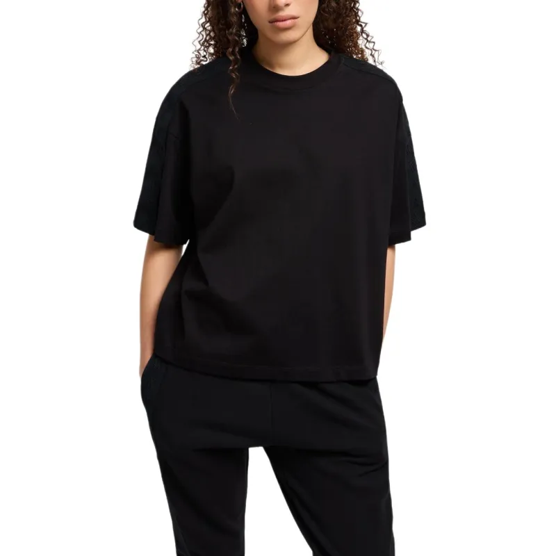 ARMANI EXCHANGEAE Solid Color Crew Neck Short Sleeved Shirt T Shirt Women's Black-1