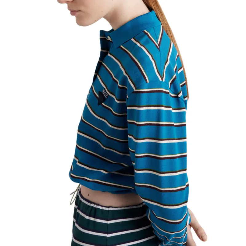 PRADA Long-Sleeved Striped Polo Shirt-3