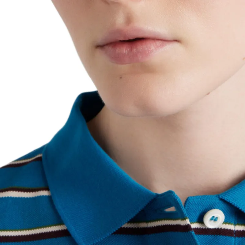 PRADA Long-Sleeved Striped Polo Shirt-4