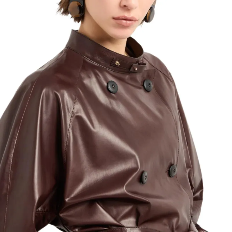 GIORGIO ARMANI Nappa Leather Trench Coat-5