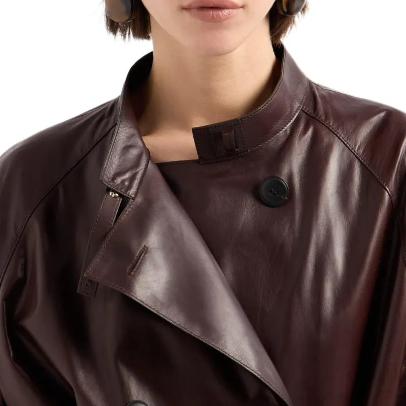 GIORGIO ARMANI Nappa Leather Trench Coat-4