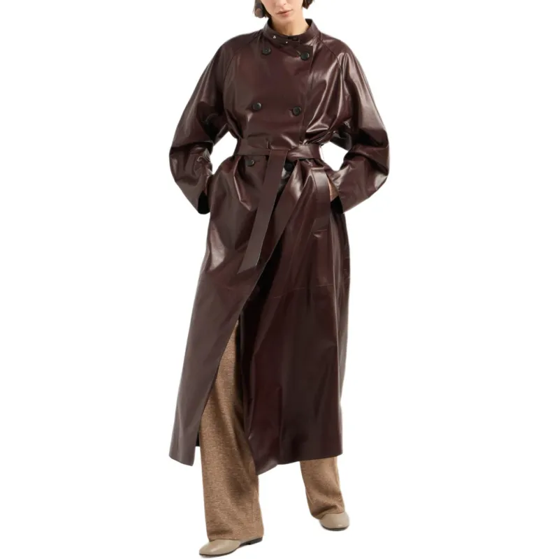 GIORGIO ARMANI Nappa Leather Trench Coat-1