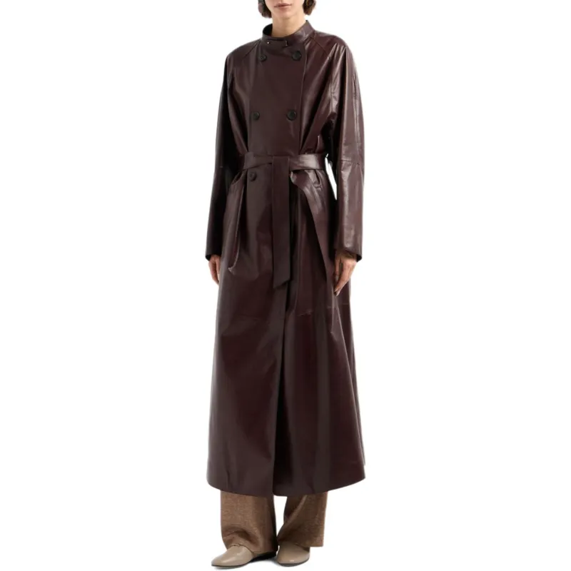 GIORGIO ARMANI Nappa Leather Trench Coat-3