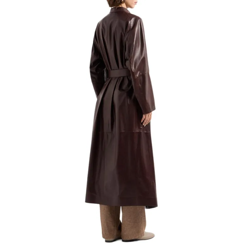 GIORGIO ARMANI Nappa Leather Trench Coat-2