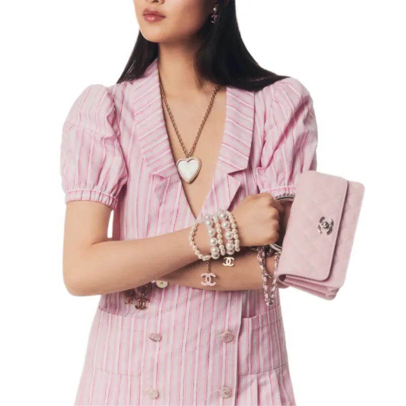 CHANEL 25P Spring Summer Preview Collection Short Sleeved Dresses Women's Pink Purple-2