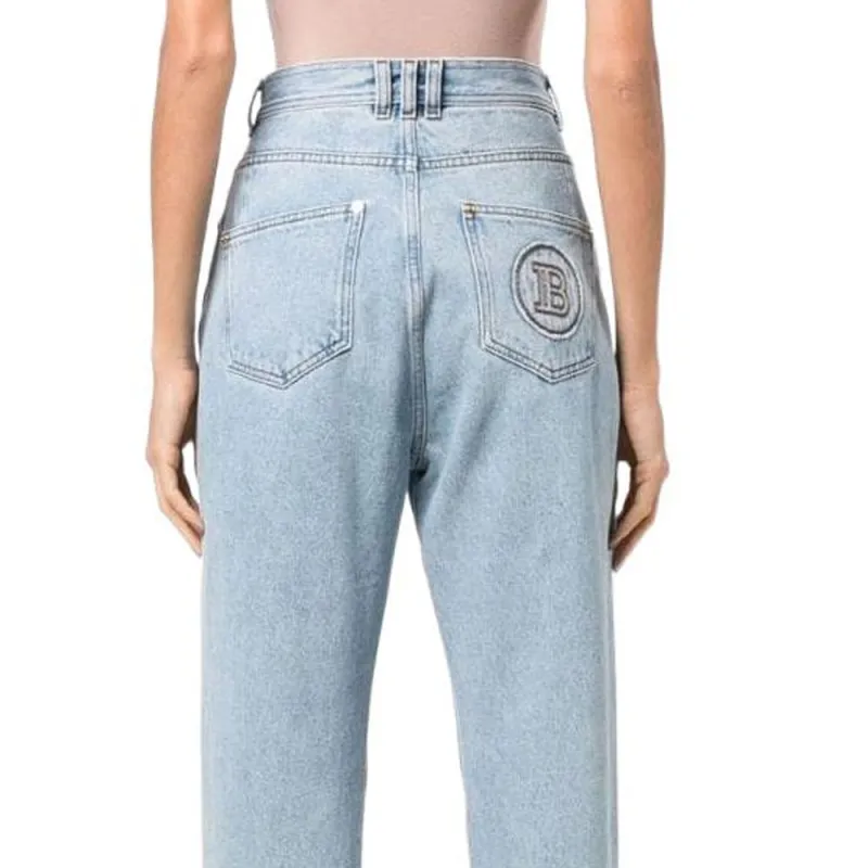 BALMAIN SS22 Jeans Women's Blue-4