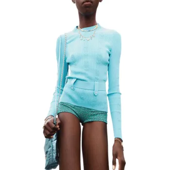 CHANEL 25C Spring Vacation Collection Knitwear Women's Light Blue