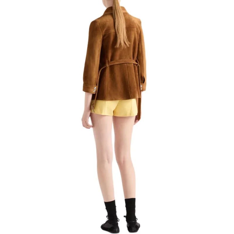 PRADA Leather Jacket Women's Brown-2