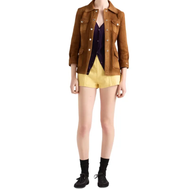 PRADA Leather Jacket Women's Brown-1