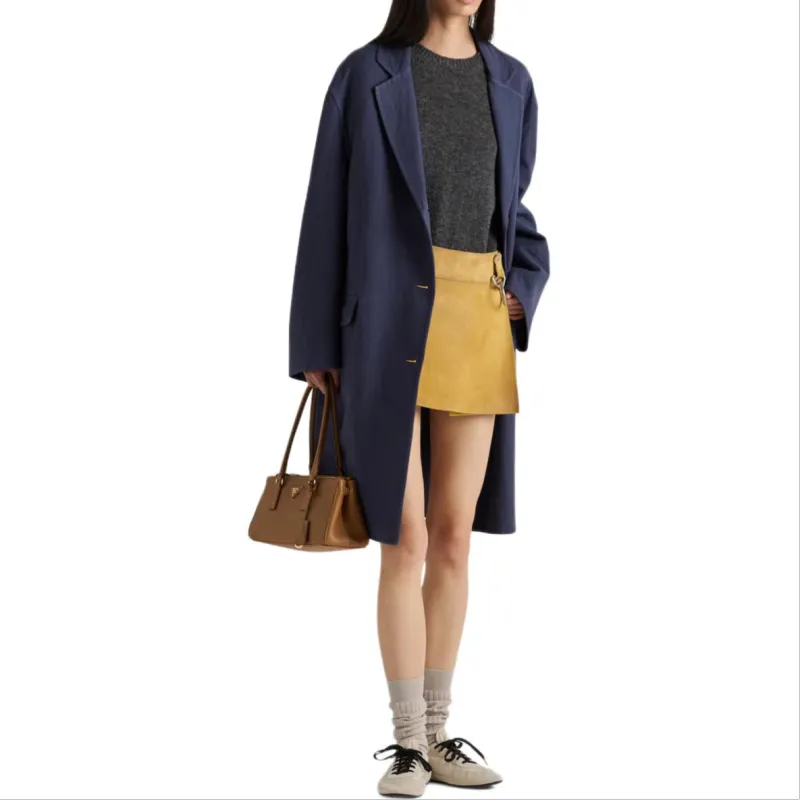 PRADA SS25 Spring Summer Women's Apparel Collection Leather Short Skirts Women's Khaki-1