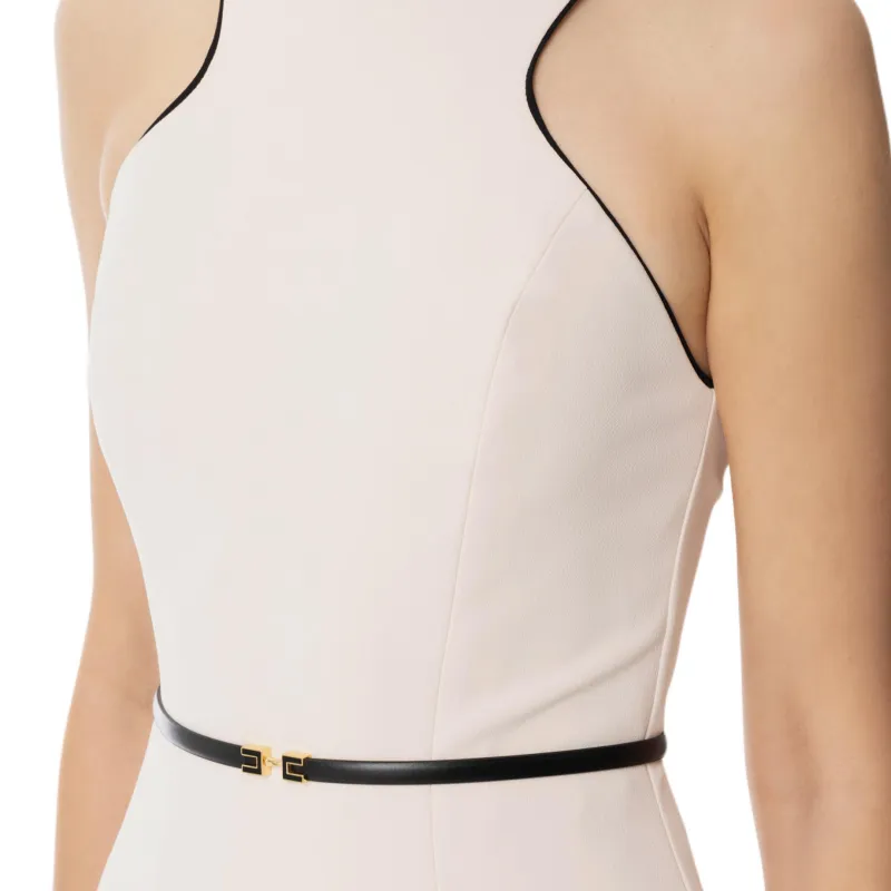 Elisabetta Franchi Contrasted Belt Crêpe Dress-2