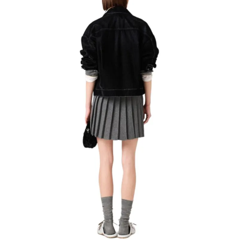 MIU MIU Pleated Knitted Mini Skirt-3