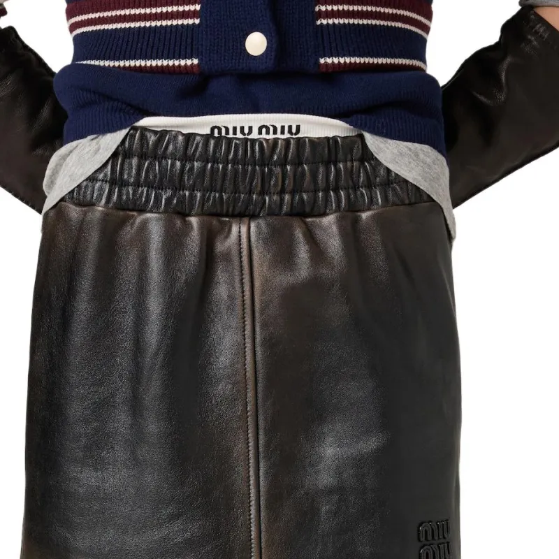 MIU MIU Leather Mini Skirt-4