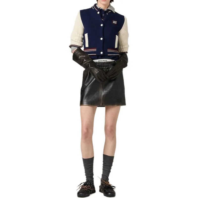 MIU MIU Leather Mini Skirt-1