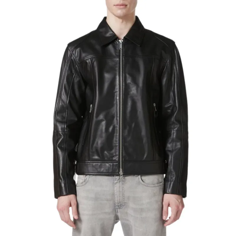 Iceberg Leather Jacket Men's Black-1