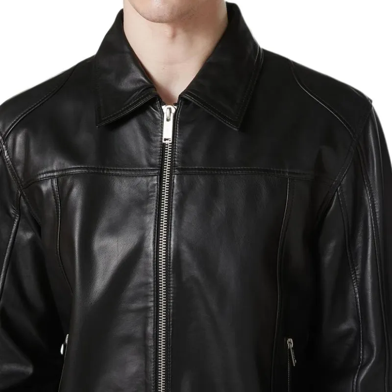 Iceberg Leather Jacket Men's Black-4